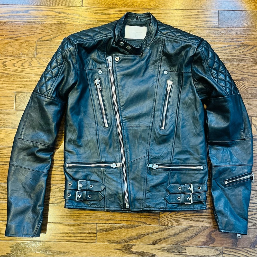 Deadwood Women’s Black Leather Biker Jacket – Size 40 (US 8–10 / Medium)